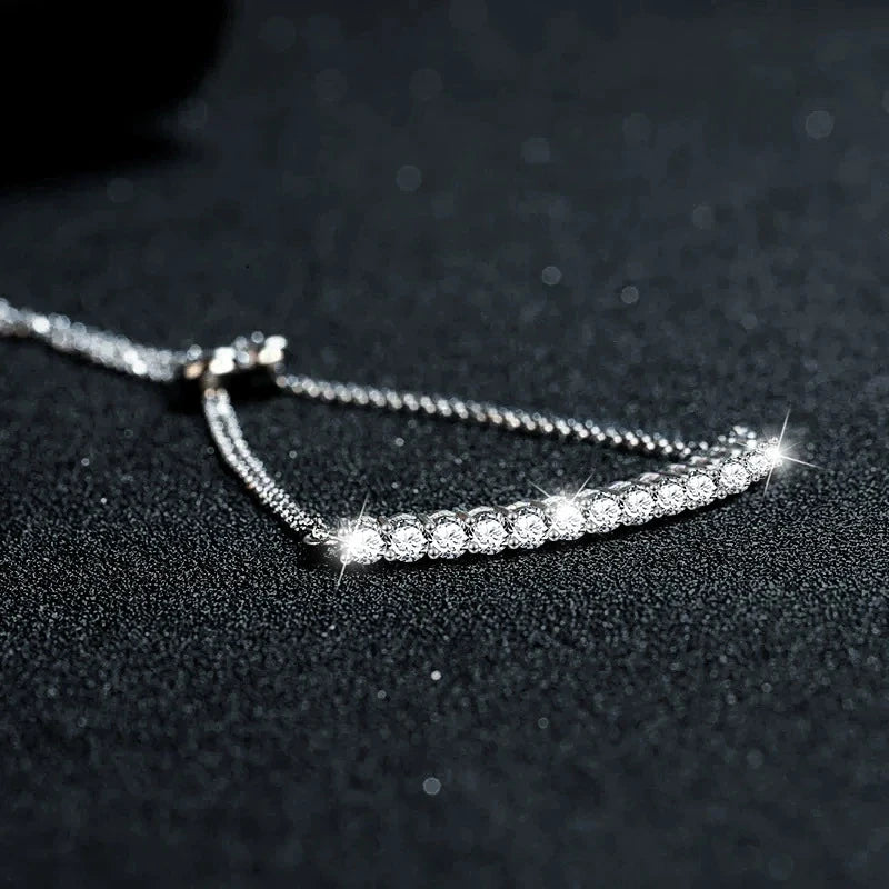 925 Silver Moissanite Adjustable Bracelet