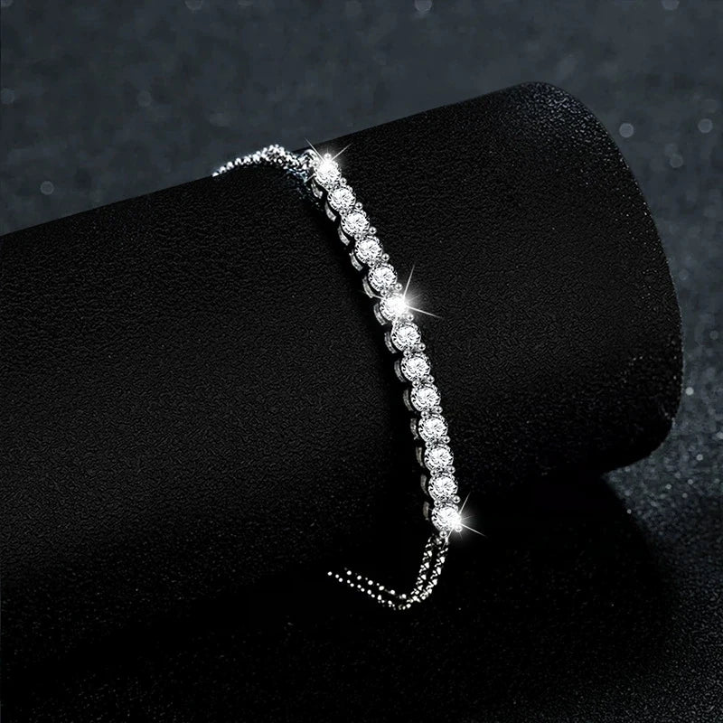 925 Silver Moissanite Adjustable Bracelet