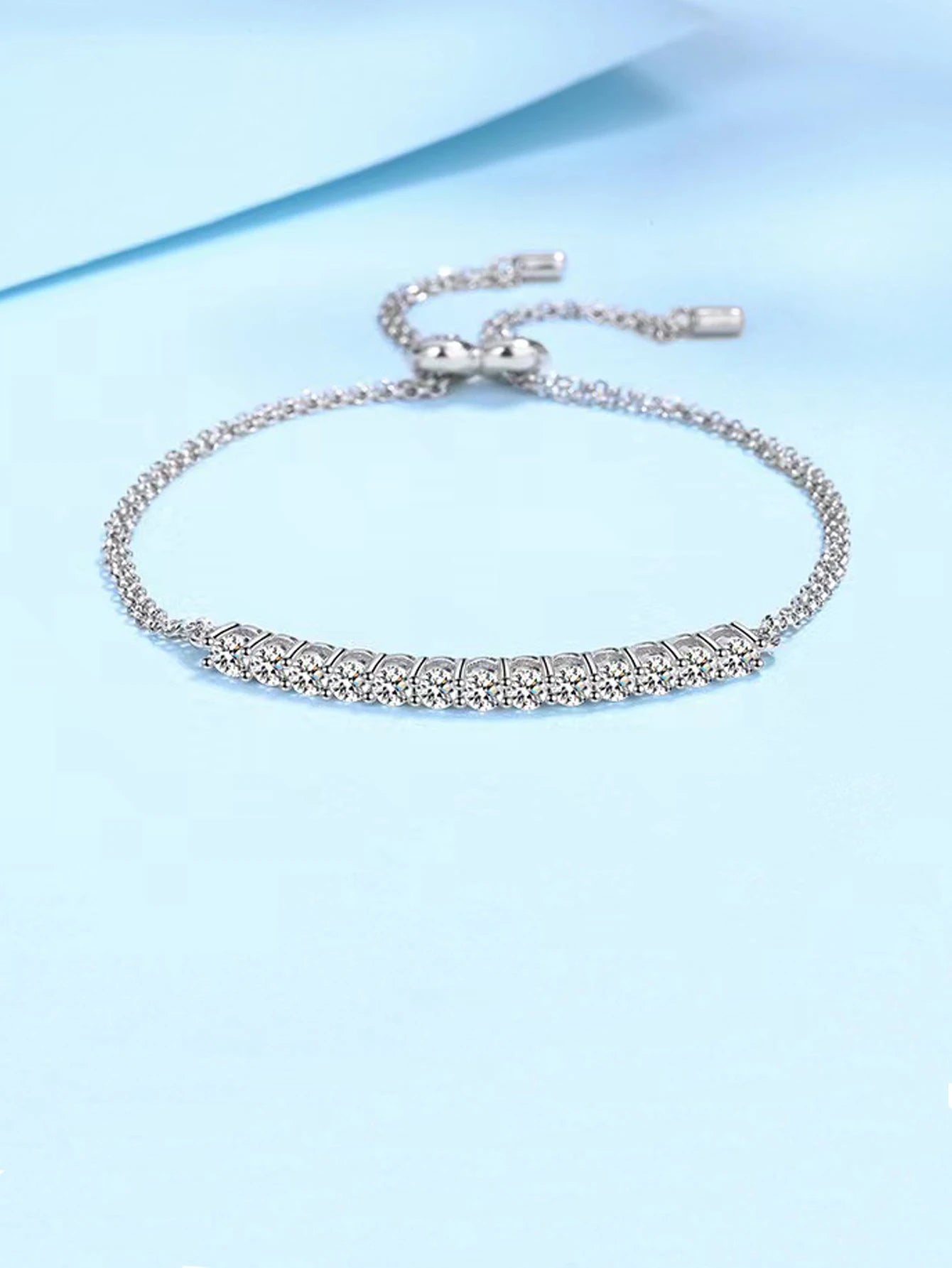 925 Silver Moissanite Adjustable Bracelet