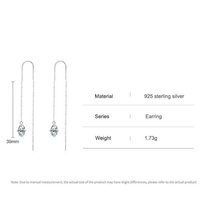 Oval Long Tassel Drop Earrings