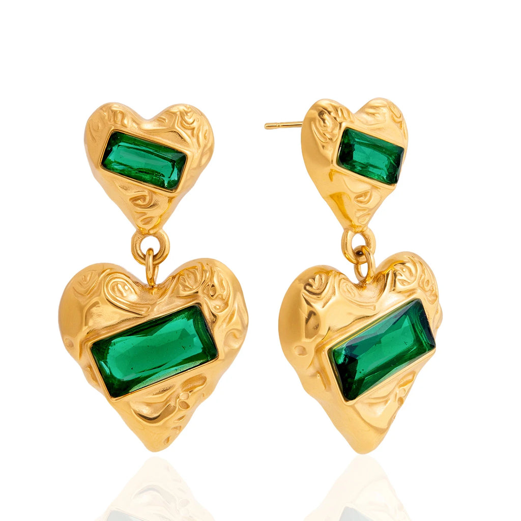 Vintage Green Zircon Earrings