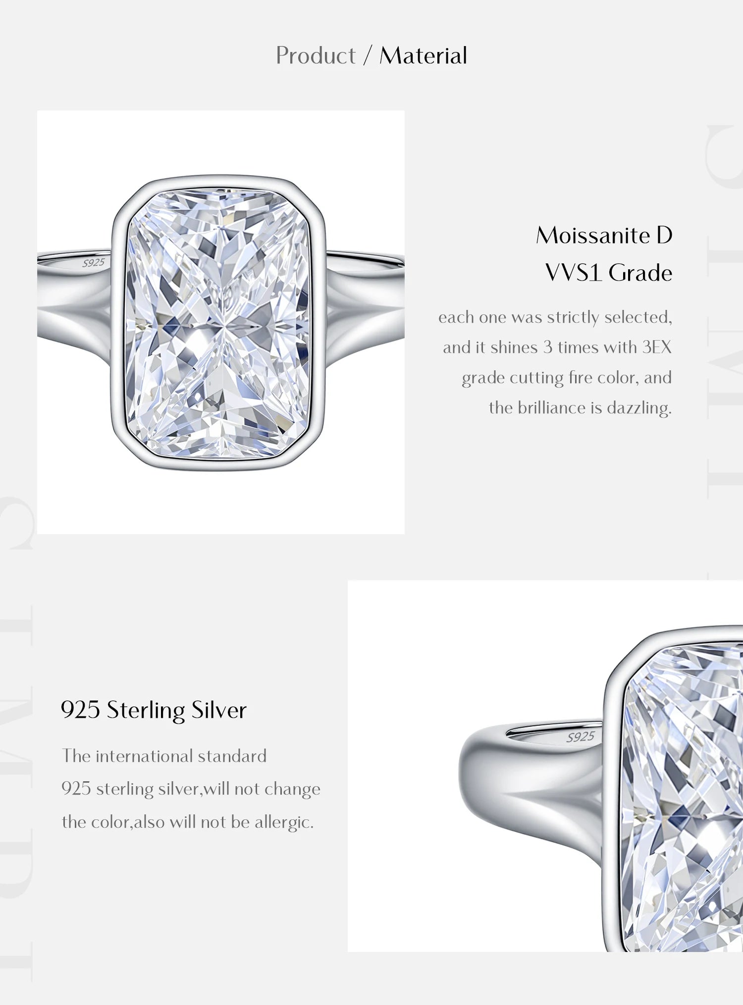 4.5CT D Color Moissanite Ring