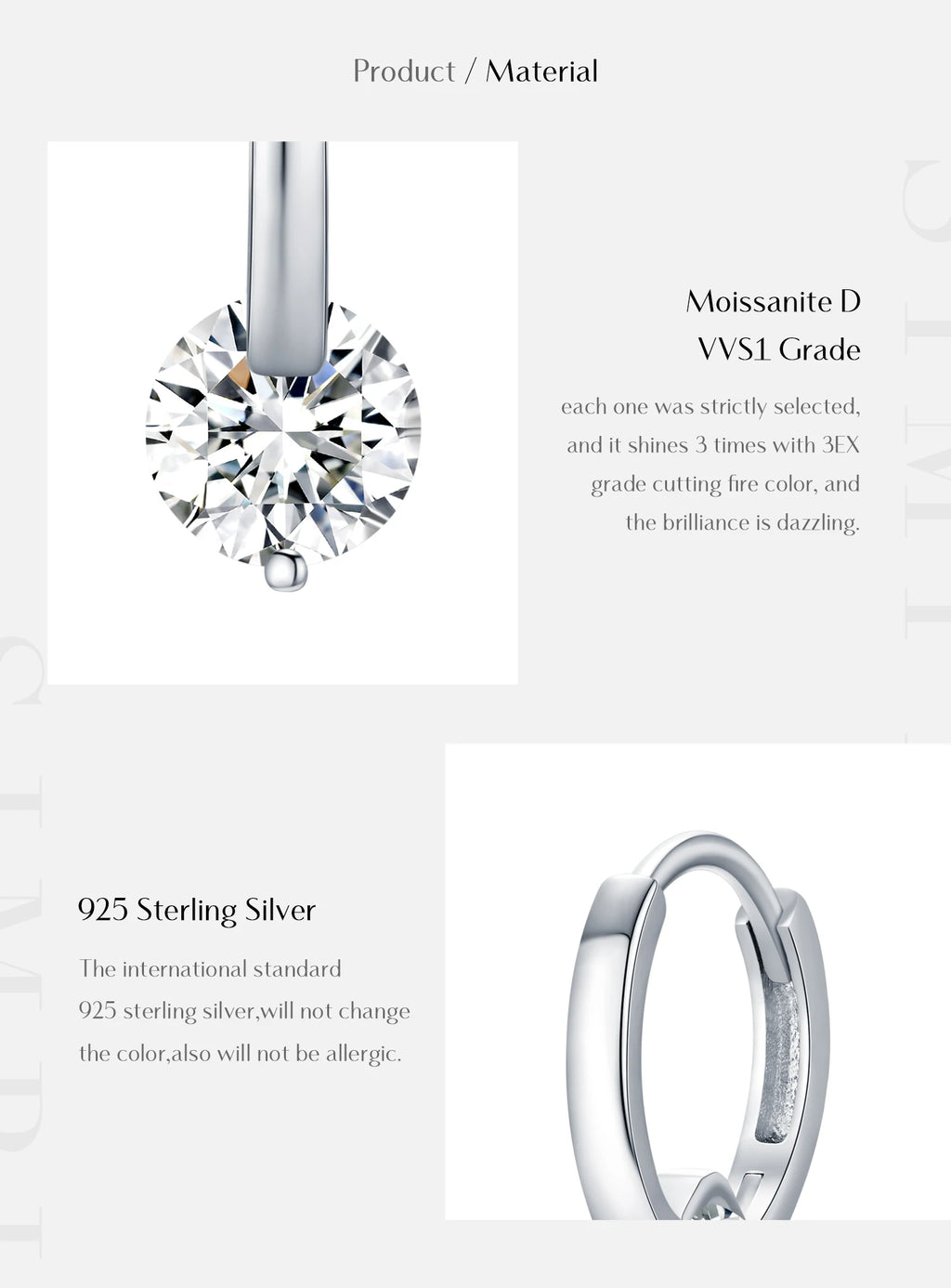 1.0CT D Color Moissanite Earrings