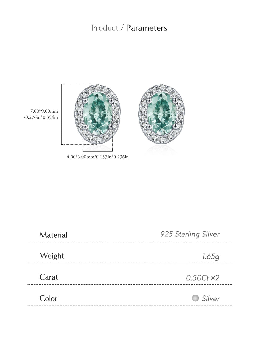 1CT D Green Moissanite Earrings