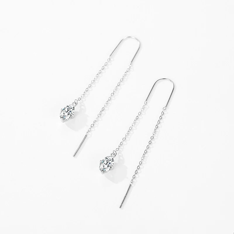 Oval Long Tassel Drop Earrings
