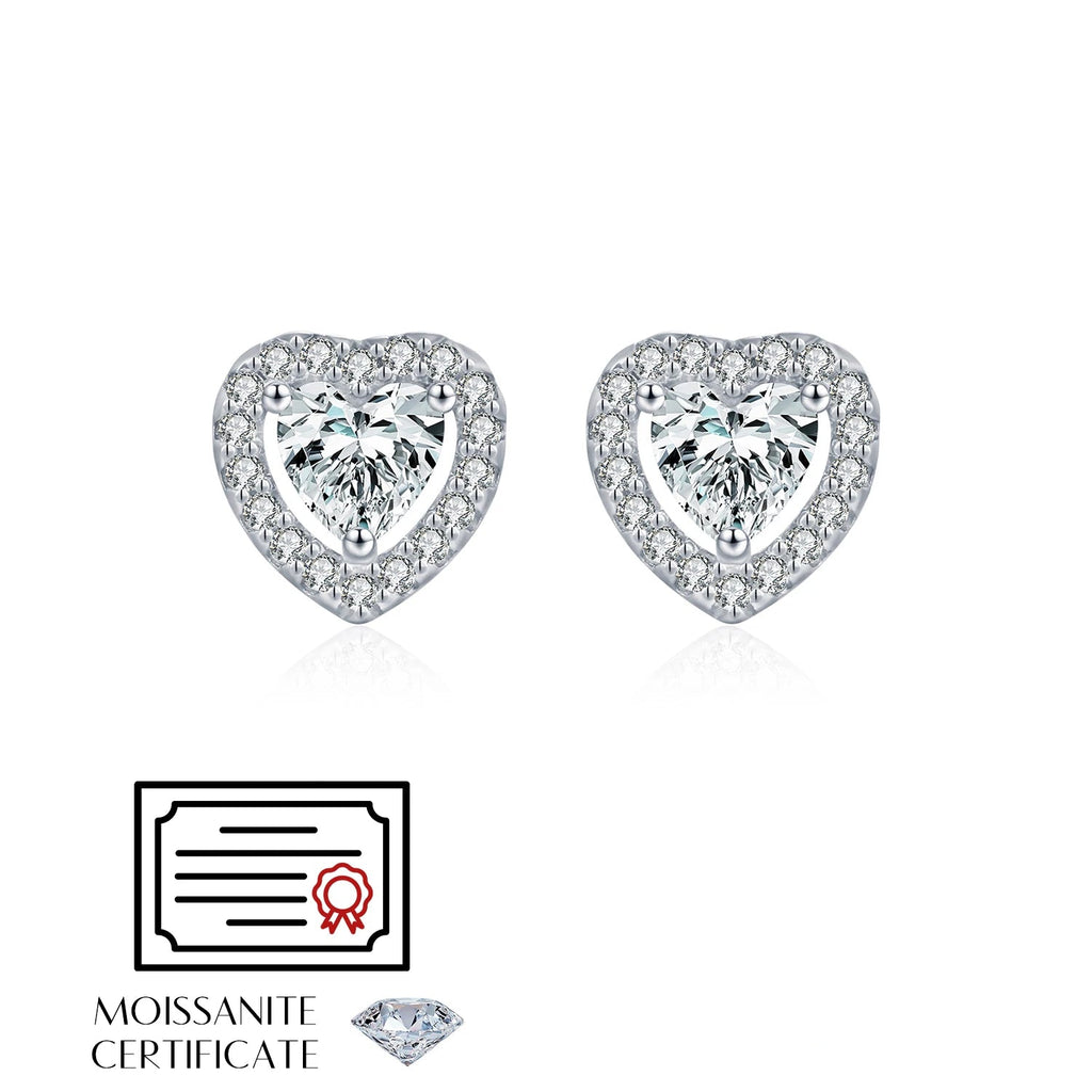 Hearts Moissanite Halo Earrings