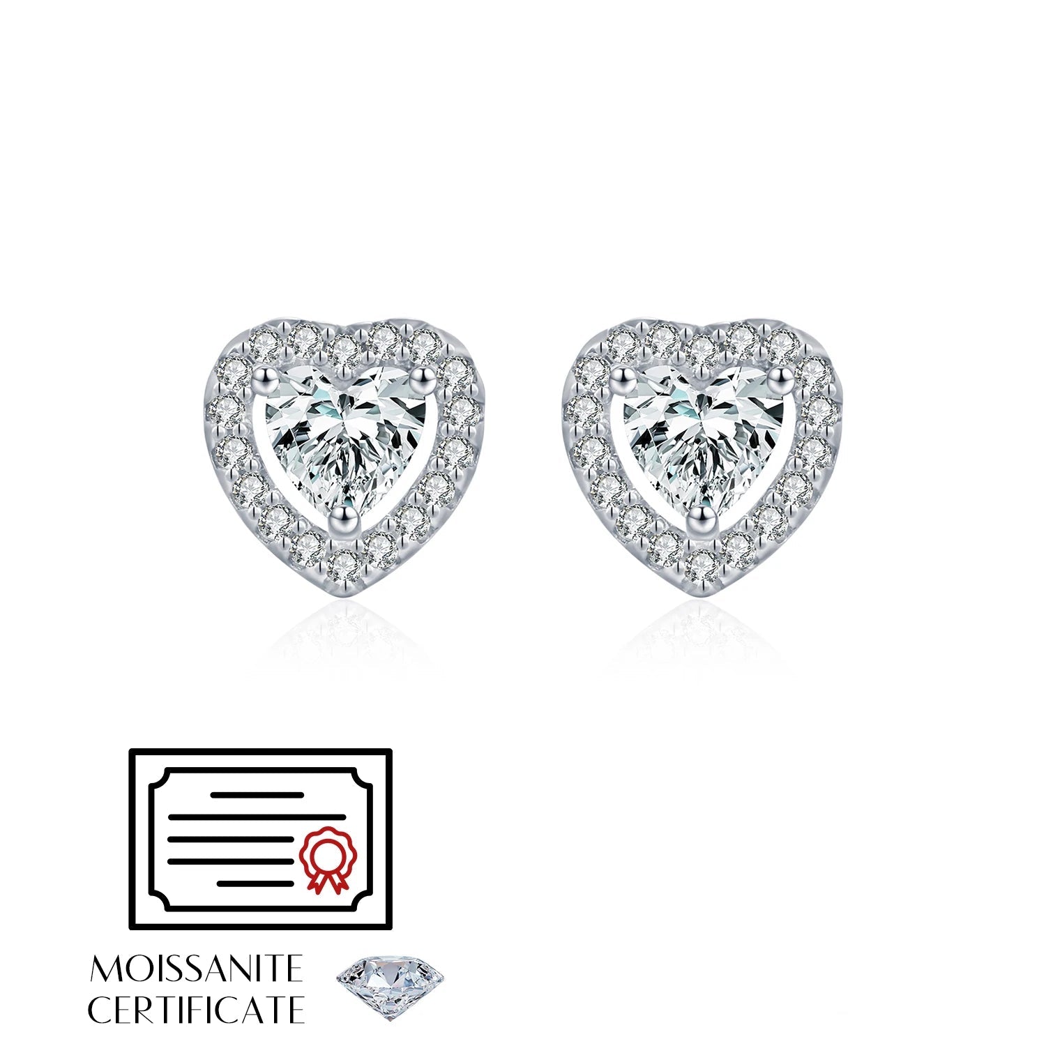 Hearts Moissanite Halo Earrings