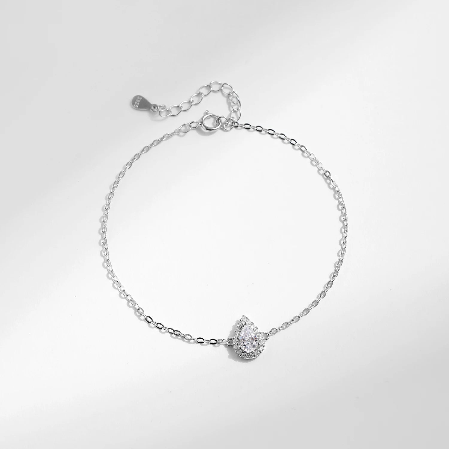 Sterling Silver Water Drop Bracelet Pear Cut