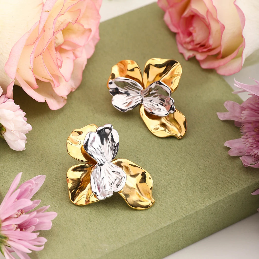 Stainless Steel Petal Earrings