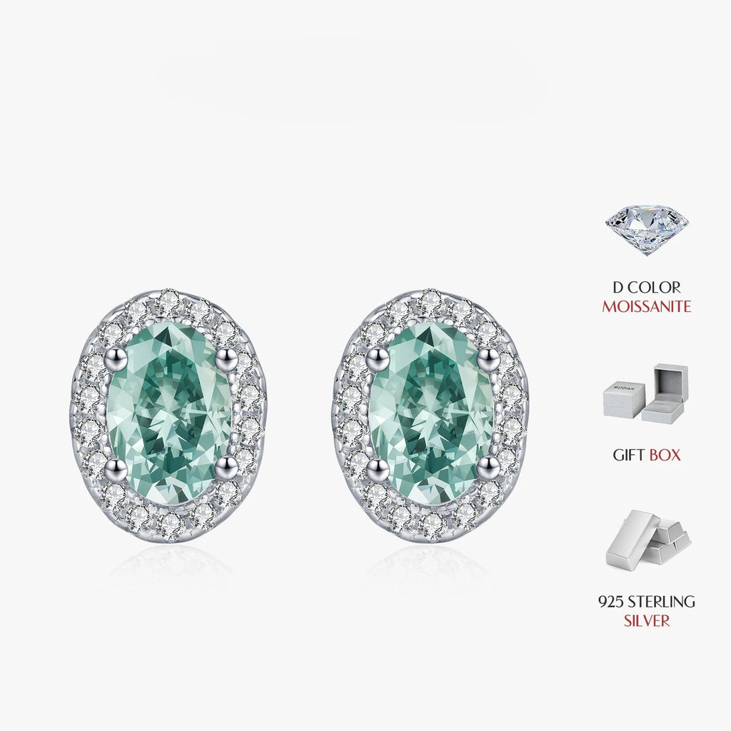 1CT D Green Moissanite Earrings