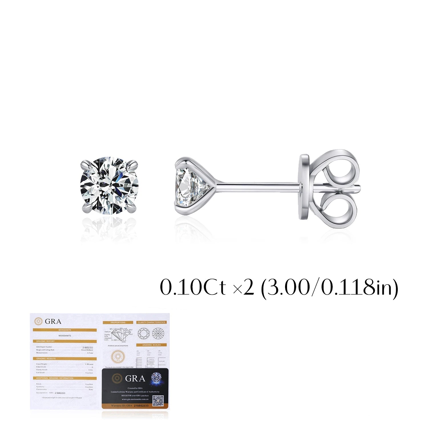 5 Sizes D Color Moissanite Earrings