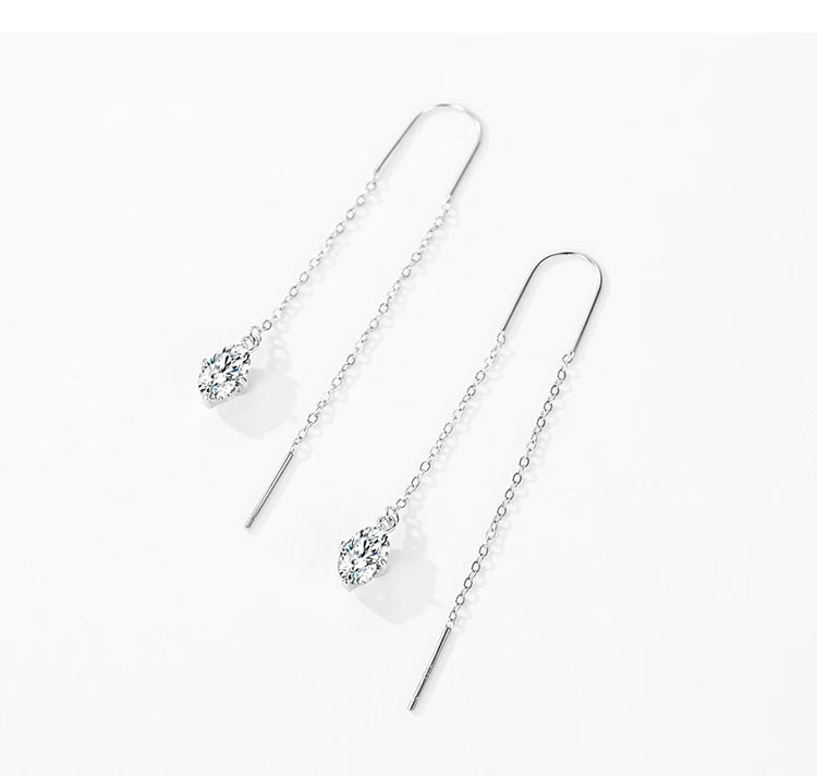 Oval Long Tassel Drop Earrings