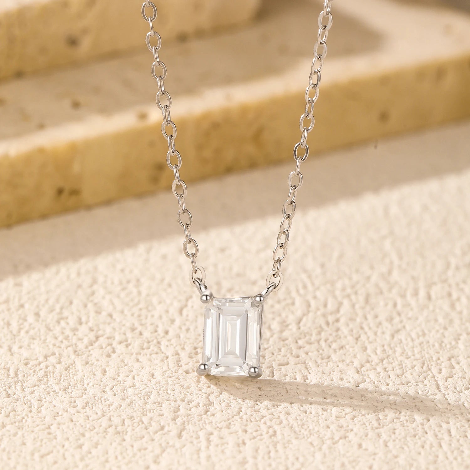 D Color Geometric Moissanite Necklaces