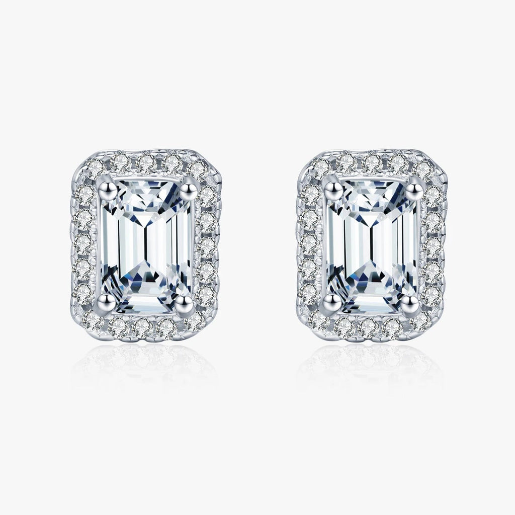 Emerald Cut Moissanite Ear Studs