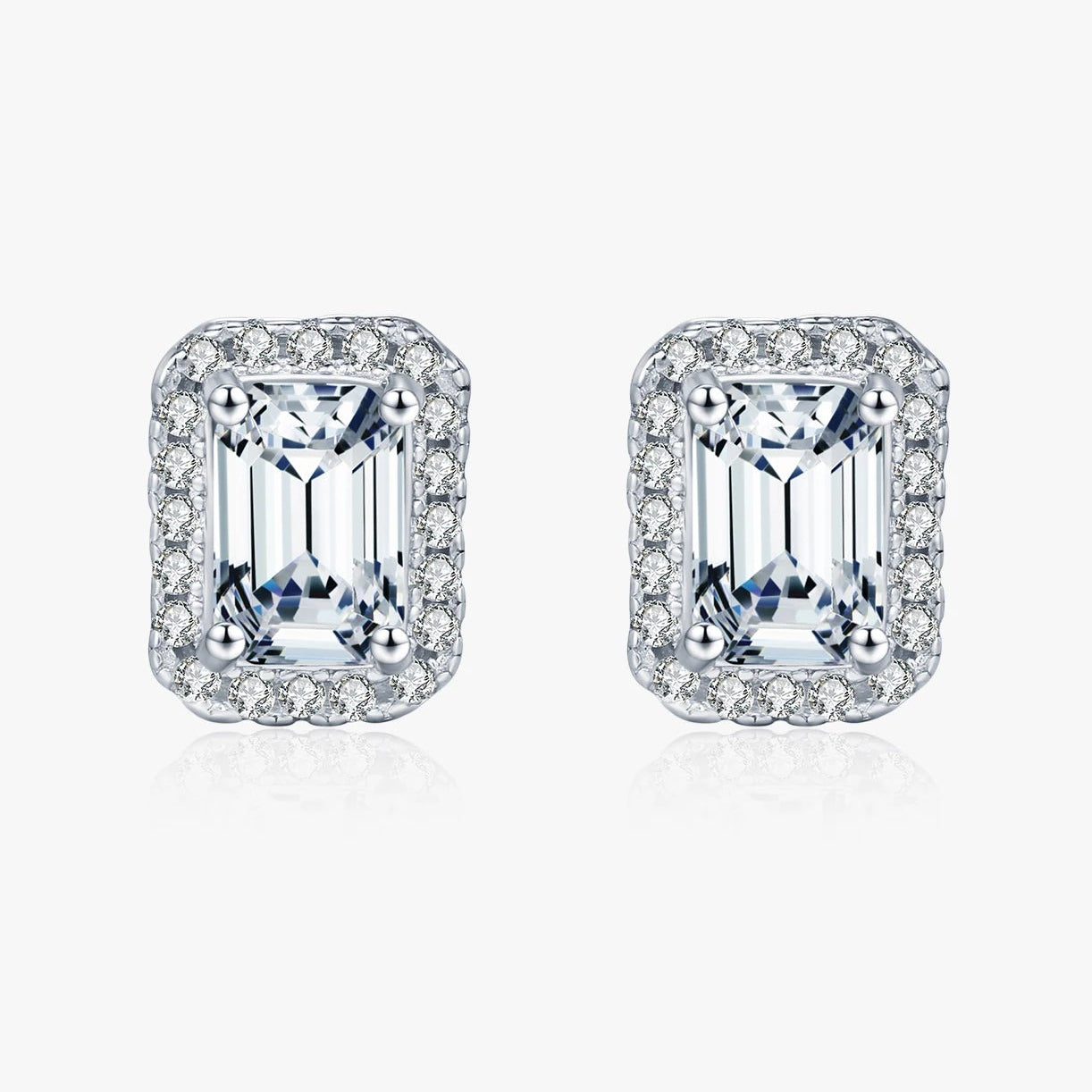 Emerald Cut Moissanite Ear Studs