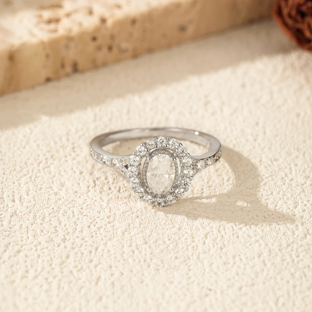 0.5CT Oval Moissanite Ring