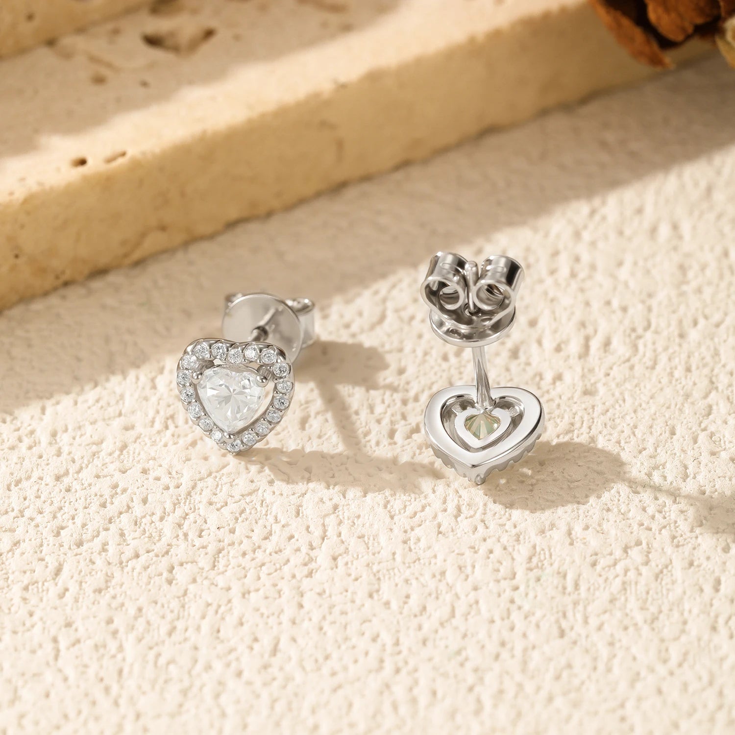 Hearts Moissanite Halo Earrings