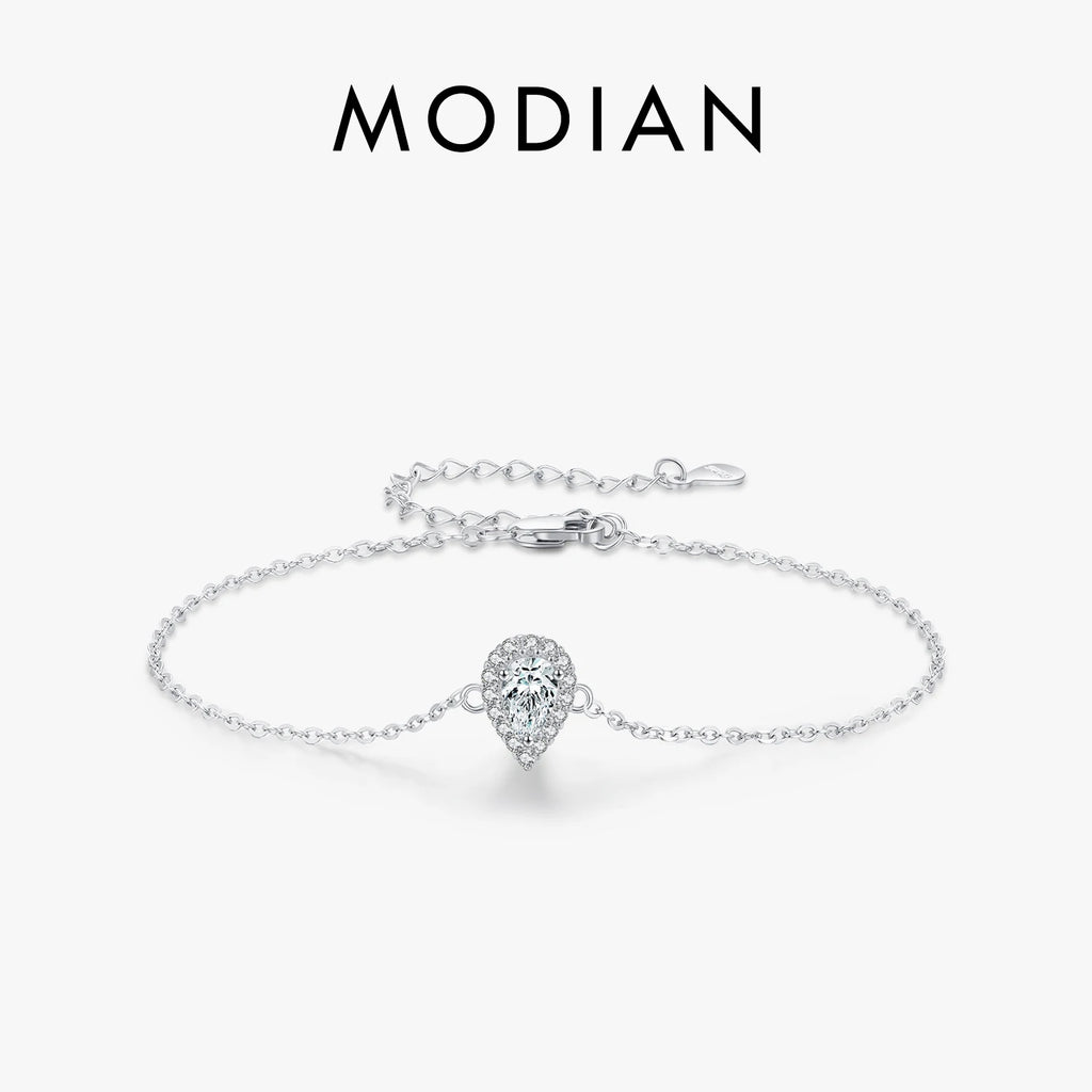 Sterling Silver Water Drop Bracelet Pear Cut