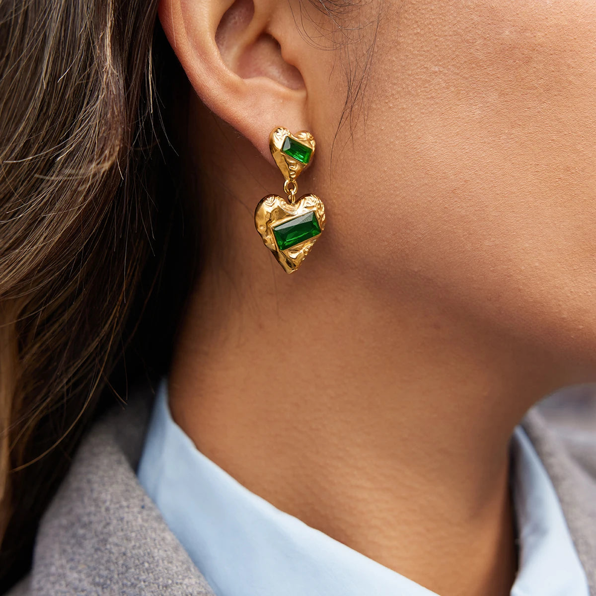 Vintage Green Zircon Earrings