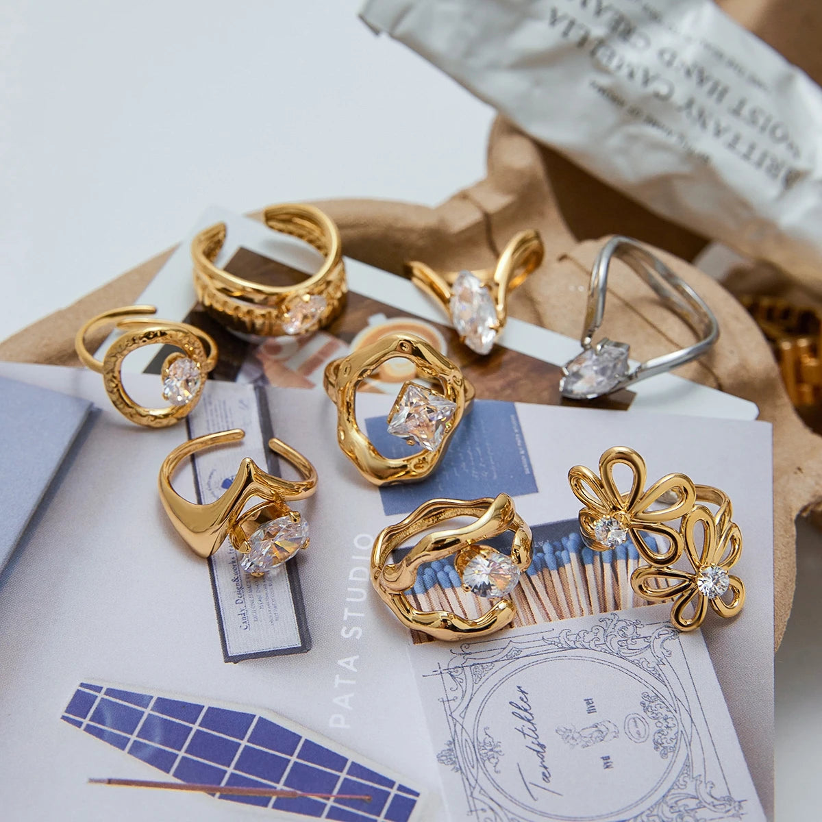 Minimalist Gold Geometric Rings