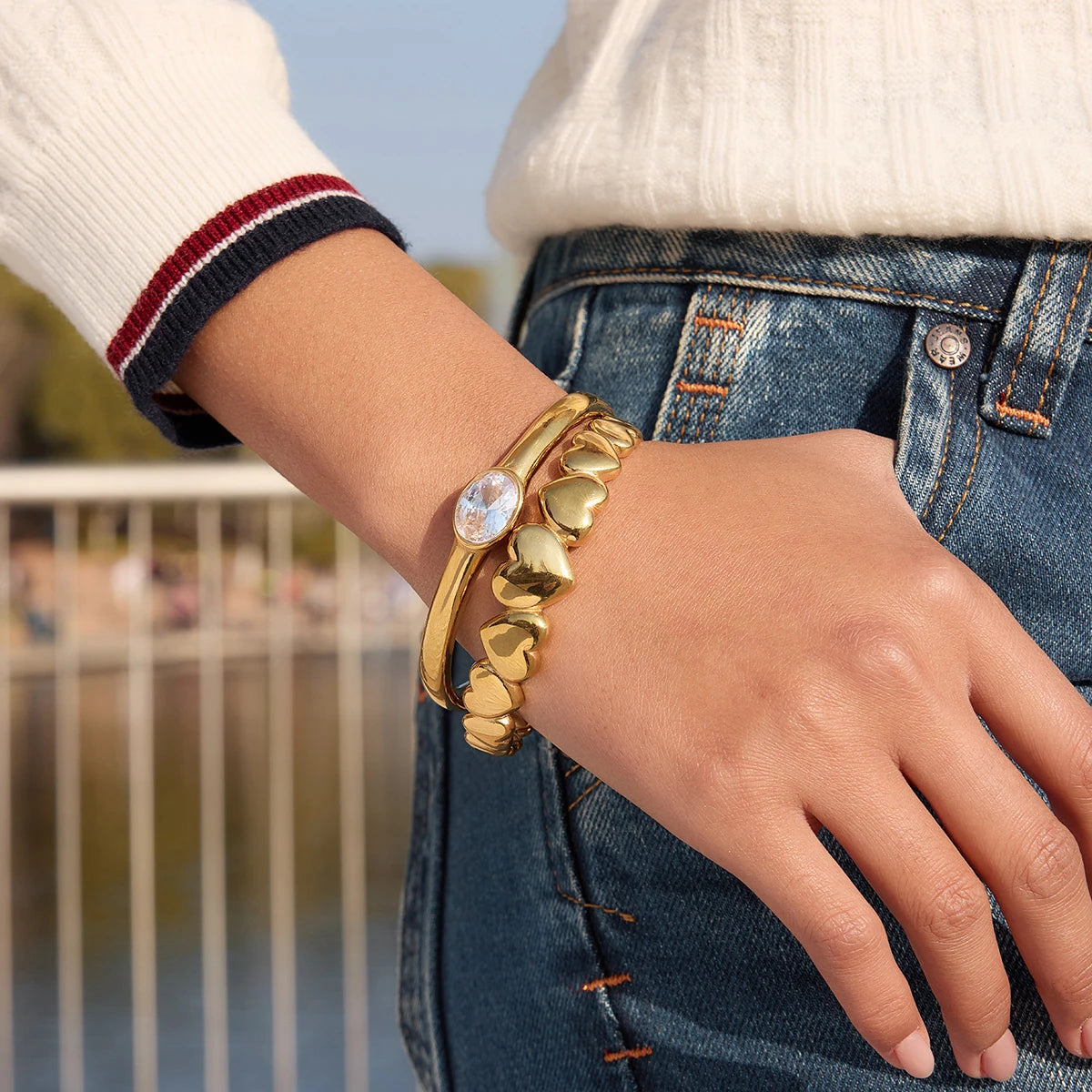 Heart Shape Interlaced Gradient Openings Bracelet