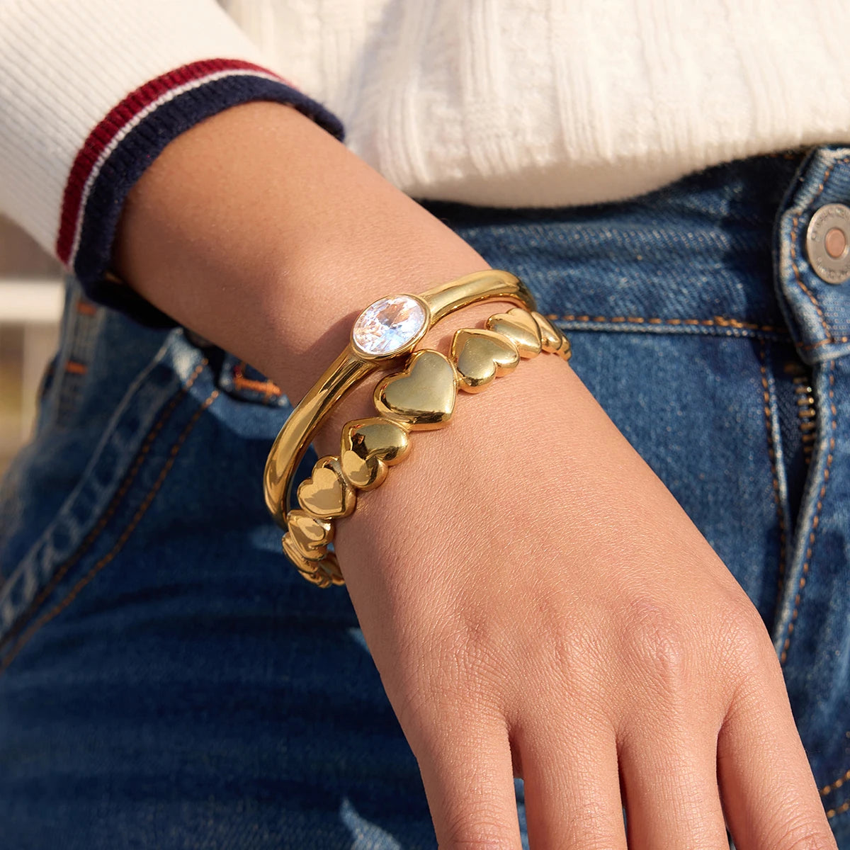 Heart Shape Interlaced Gradient Openings Bracelet