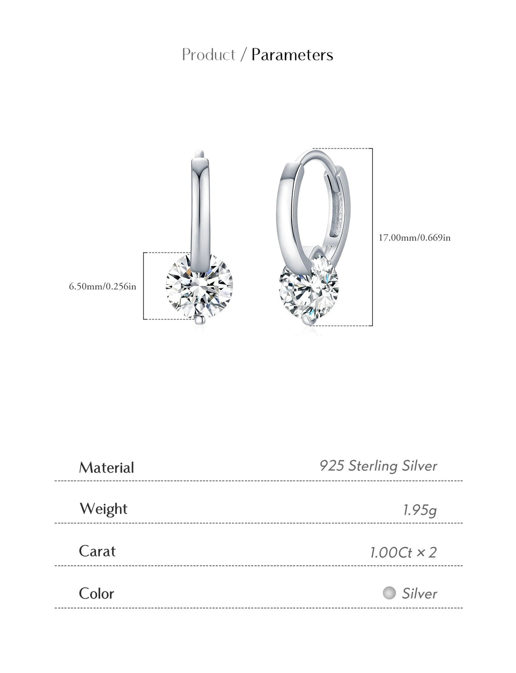 1.0CT D Color Moissanite Earrings