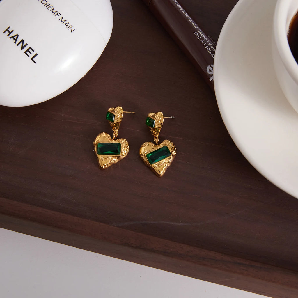 Vintage Green Zircon Earrings