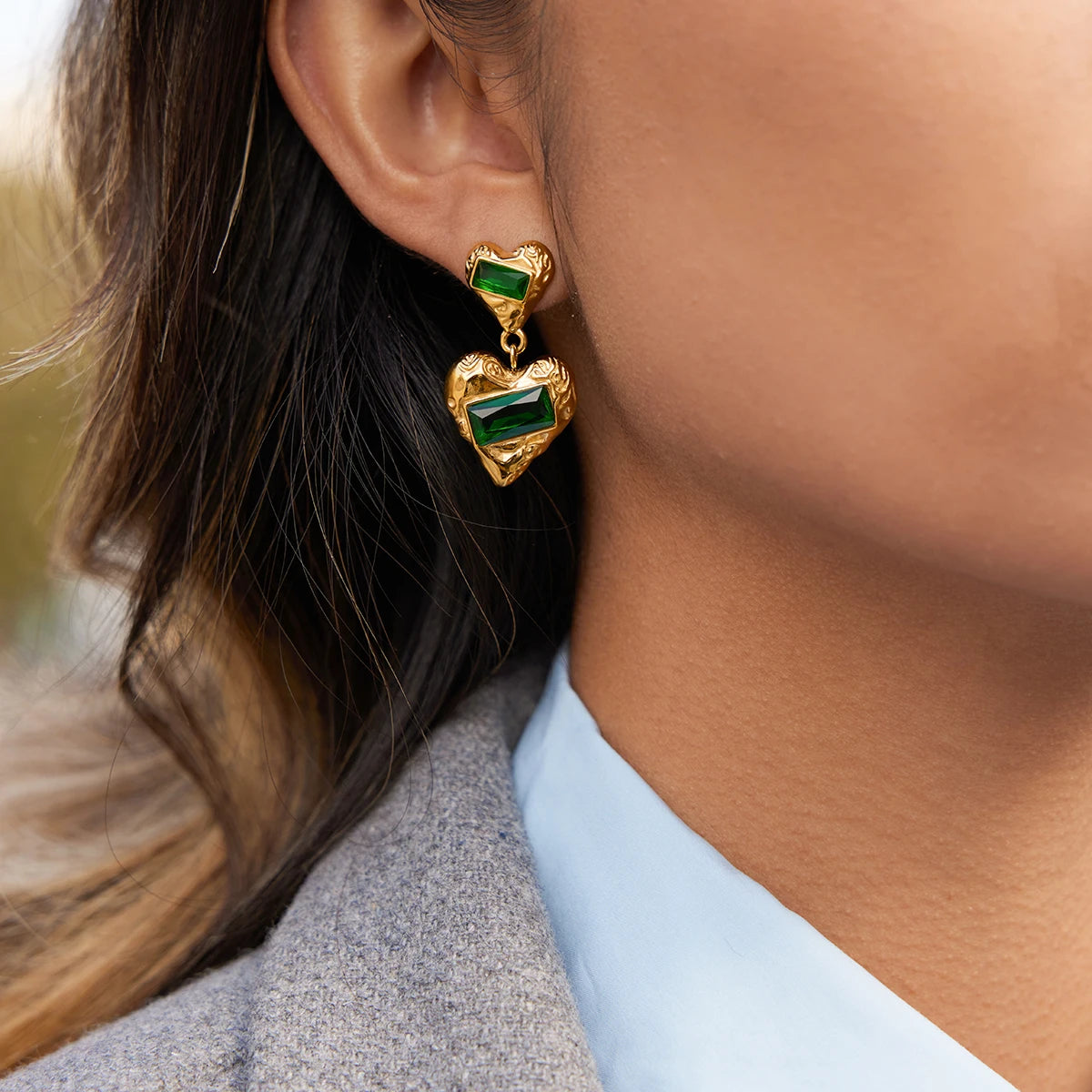Vintage Green Zircon Earrings