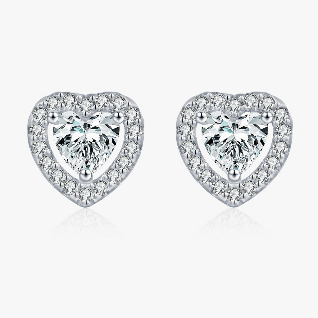 Hearts Moissanite Halo Earrings