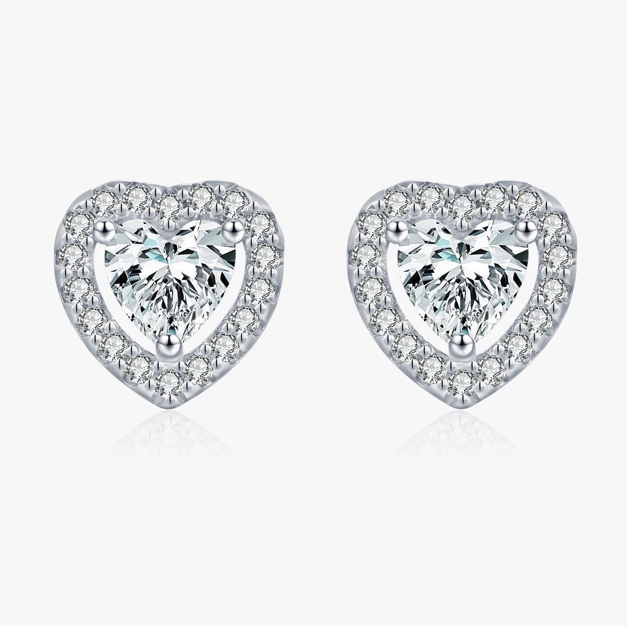 Hearts Moissanite Halo Earrings