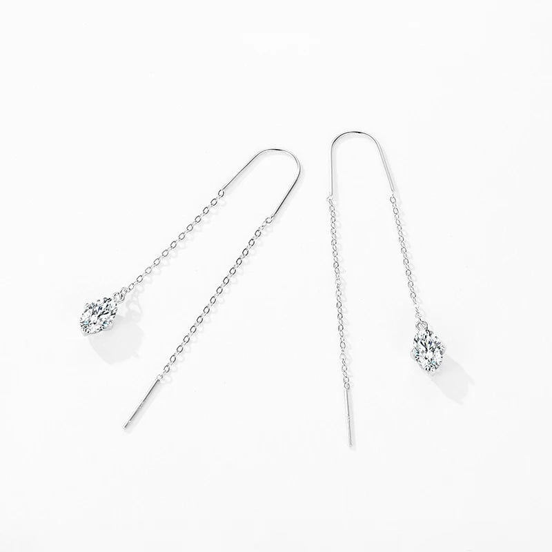 Oval Long Tassel Drop Earrings