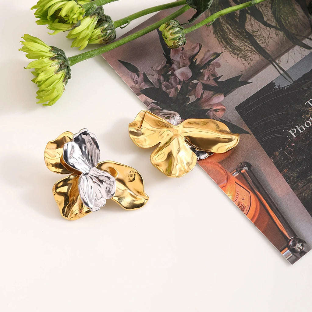 Stainless Steel Petal Earrings