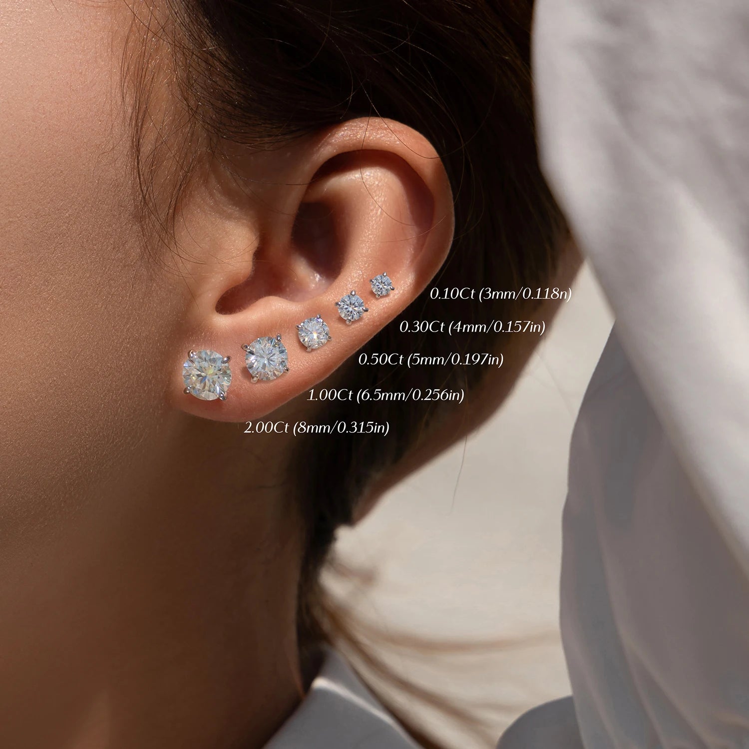 5 Sizes D Color Moissanite Earrings
