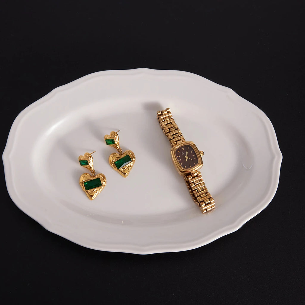 Vintage Green Zircon Earrings