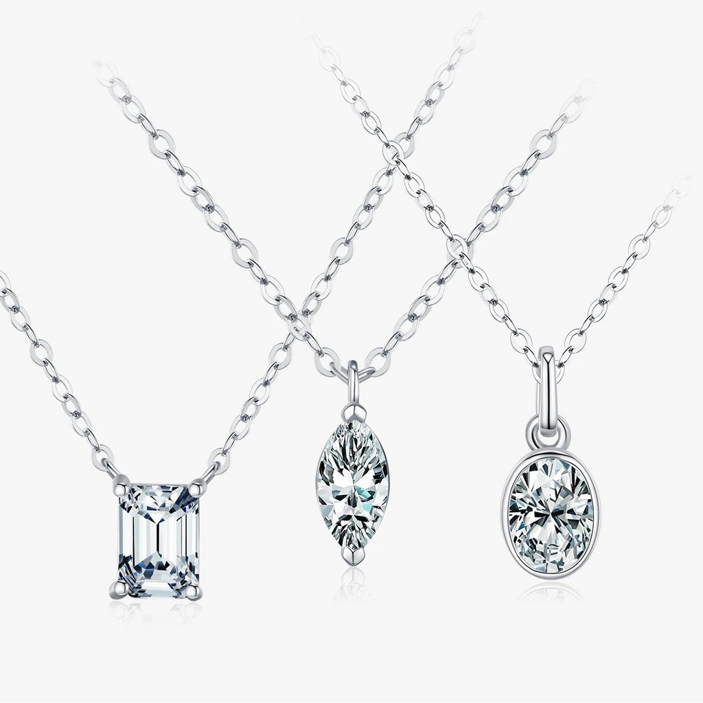 D Color Geometric Moissanite Necklaces