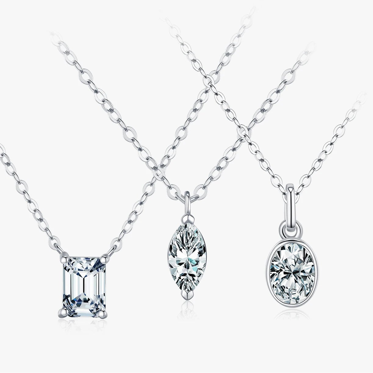 D Color Geometric Moissanite Necklaces