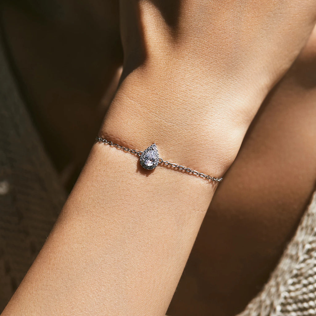 Sterling Silver Water Drop Bracelet Pear Cut
