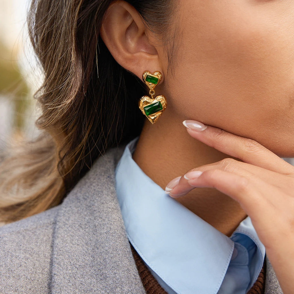 Vintage Green Zircon Earrings