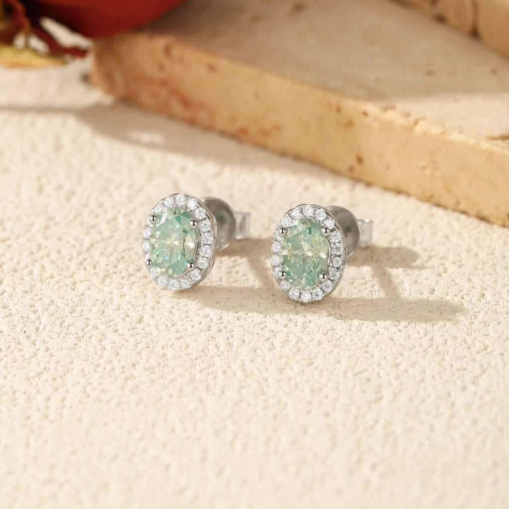 1CT D Green Moissanite Earrings
