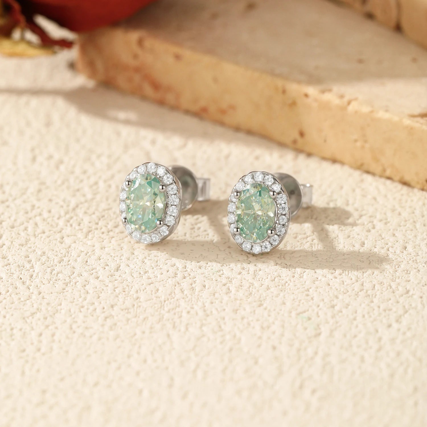 1CT D Green Moissanite Earrings