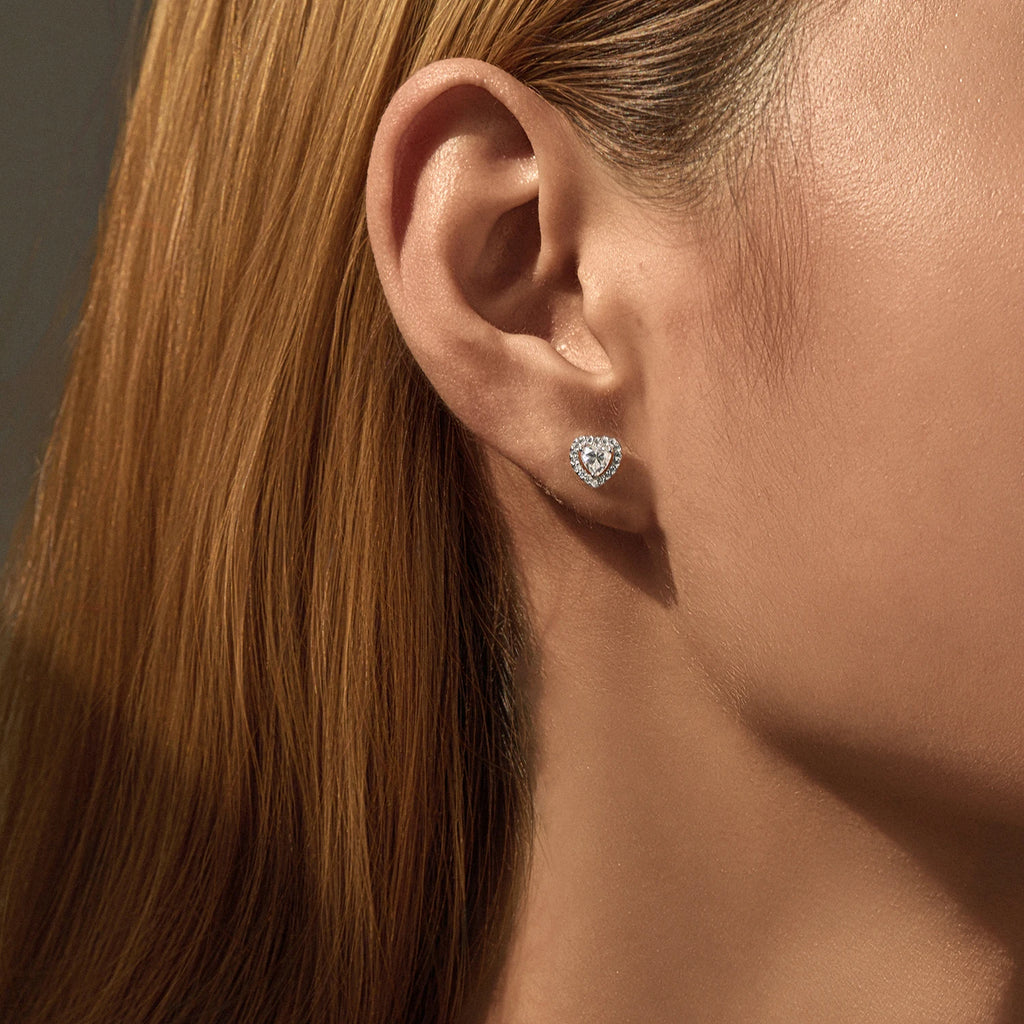 Hearts Moissanite Halo Earrings