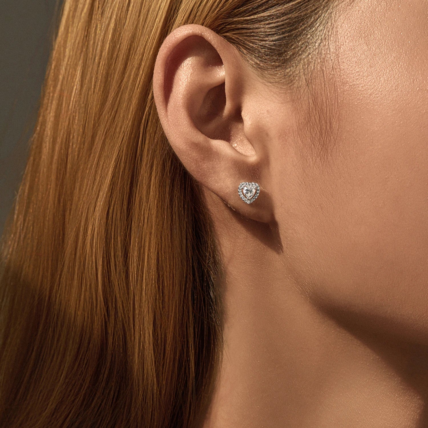 Hearts Moissanite Halo Earrings