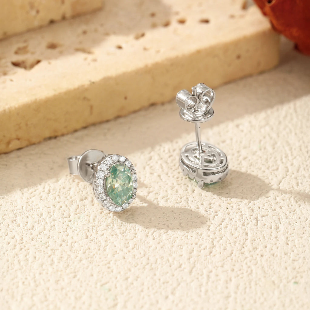 1CT D Green Moissanite Earrings